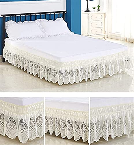 WWQQ Falda De Cama con Volante Polvo Elástico Ruffles Doble/Simple 120/135/150/180/200 * 200cm Alrededor De La Envoltura De Cama con Cinturones Ajustables Blanco (Color : A, Size : 135x200cm)