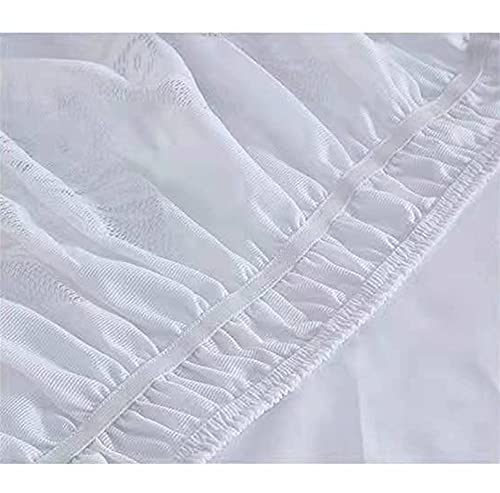 WWQQ Falda De Cama con Volante Polvo Elástico Ruffles Doble/Simple 120/135/150/180/200 * 200cm Alrededor De La Envoltura De Cama con Cinturones Ajustables Blanco (Color : A, Size : 135x200cm)