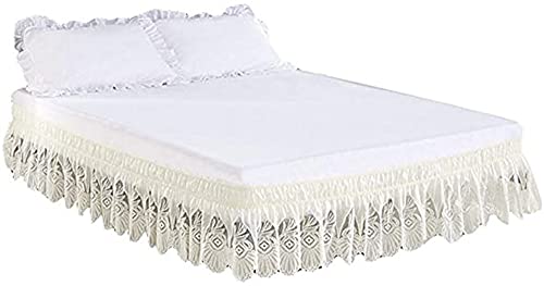 WWQQ Falda De Cama con Volante Polvo Elástico Ruffles Doble/Simple 120/135/150/180/200 * 200cm Alrededor De La Envoltura De Cama con Cinturones Ajustables Blanco (Color : A, Size : 135x200cm)