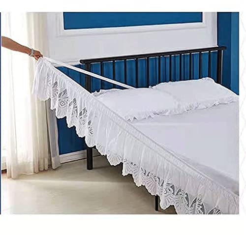 WWQQ Falda De Cama con Volante Polvo Elástico Ruffles Doble/Simple 120/135/150/180/200 * 200cm Alrededor De La Envoltura De Cama con Cinturones Ajustables Blanco (Color : A, Size : 135x200cm)