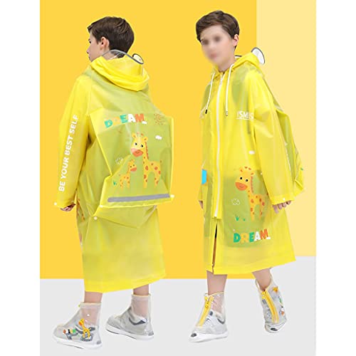 WXFF Niños Chicas con Capucha con Capucha Sombrero Transparente ala Lindo patrón Lluvia Poncho Impermeable Lluvia de Lluvia Estudiante Ropa de Lluvia Plegable (Color : Yellow, Size : XX-Large)