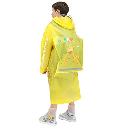 WXFF Niños Chicas con Capucha con Capucha Sombrero Transparente ala Lindo patrón Lluvia Poncho Impermeable Lluvia de Lluvia Estudiante Ropa de Lluvia Plegable (Color : Yellow, Size : XX-Large)