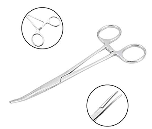 WYMAODAN YIYI Pinzas hemostáticas, Acero Inoxidable Perro Gato Mascota Tijeras Oreja Abrazadera de Pelo Tijeras de Pesca Herramientas (Curva de 16cm)