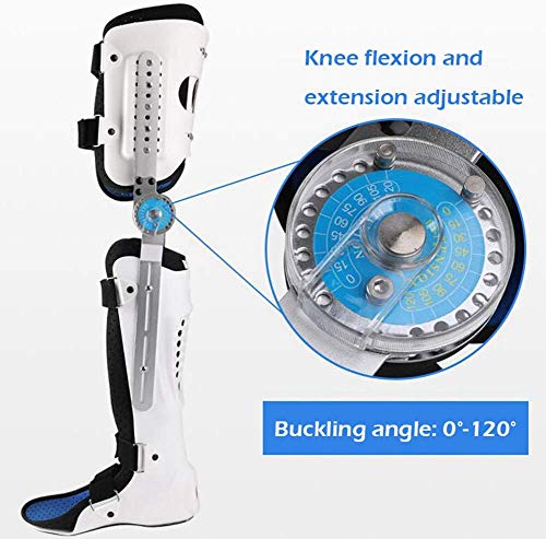 xiaoemoo Rodilla transitable Ortesis de Tobillo y pie, la Rodilla y el pie Fijo Caminar Brace Médico Pierna y el Tobillo Fijo Soporte de articulación de la Rodilla Corrector,Negro,Left S