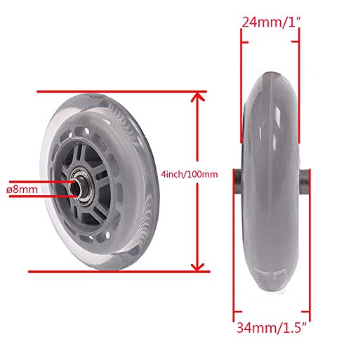 XIJING 2 Piezas de 4 Pulgadas Manual para Silla de Ruedas, neumático/Ruedas Delanteras Transparentes, Rueda giratoria Universal, Piezas de Repuesto para sillas de Ruedas