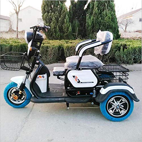 XYDDC Adulto Triciclo eléctrico al Aire Libre Ancianos Viaje discapacitados móvil Vespa 48V20A batería de Litio de Carga máxima de 180 Kg con un Solo botón de Control Remoto,Blanco