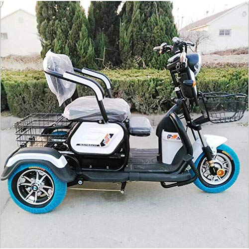 XYDDC Adulto Triciclo eléctrico al Aire Libre Ancianos Viaje discapacitados móvil Vespa 48V20A batería de Litio de Carga máxima de 180 Kg con un Solo botón de Control Remoto,Blanco