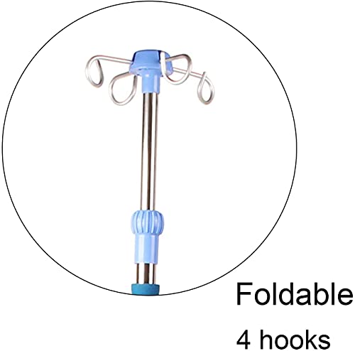 YAOJIA Soporte de IV,Porta sueros Soporte De Goteo Médico con 4 Ganchos Y Ruedas | Soporte De Infusión De Portasueros De Acero Inoxidable para Hospital Y Clínica, Altura Ajustable