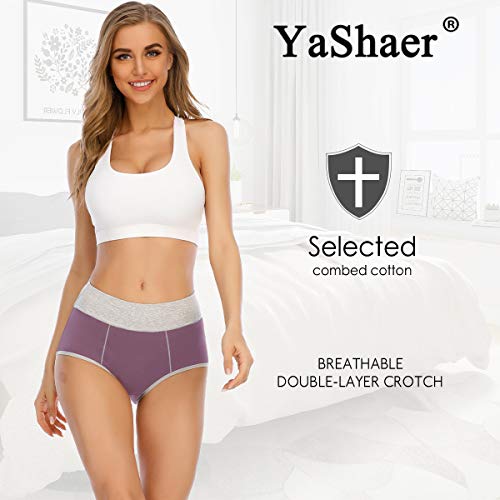 YaShaer - Bragas de algodón de cintura media para mujer, ropa interior de cobertura completa, paquete múltiple