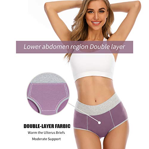 YaShaer - Bragas de algodón de cintura media para mujer, ropa interior de cobertura completa, paquete múltiple