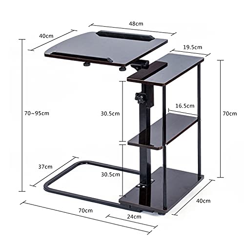 ybaymy Mesa para portátil con ruedas, altura regulable, mesa auxiliar para cama y sofá, soporte para ordenador portátil, con 3 niveles, mesa con ruedas, mesa de cama, sofá, altura regulable 70-95 cm