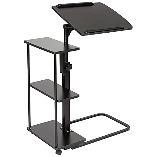 ybaymy Mesa para portátil con ruedas, altura regulable, mesa auxiliar para cama y sofá, soporte para ordenador portátil, con 3 niveles, mesa con ruedas, mesa de cama, sofá, altura regulable 70-95 cm