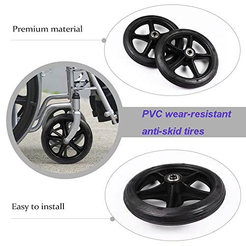 YCMY 2 Piezas Rueda Delantera Sólido Ruedas De Goma, Ruedas Delanteras Pieza De Repuesto para Silla De Ruedas, Ruedas Universales Antideslizantes para Andadores, Discapacitados, 8 Pulgadas
