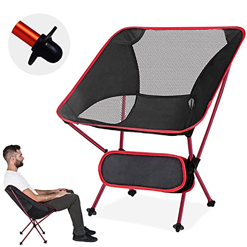 YEAHTOP Silla de Camping Plegable, Silla de Acampada Plegable Ultraligera y Portátil, Silla de Aleación de Aluminio con Bolsa de Transporte, Silla de Mochilero para Exteriores Senderismo Pesca Playa