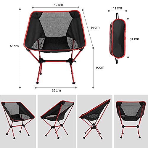 YEAHTOP Silla de Camping Plegable, Silla de Acampada Plegable Ultraligera y Portátil, Silla de Aleación de Aluminio con Bolsa de Transporte, Silla de Mochilero para Exteriores Senderismo Pesca Playa