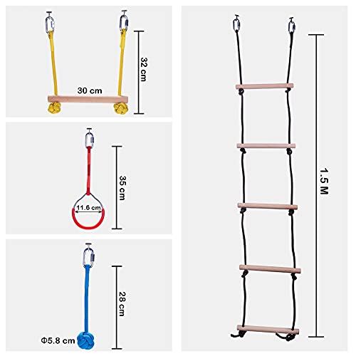 YGJT Equipo de Gimnasia Columpio de Jardin Niños, Juguetes al Aire Libre, Kits Camping con Columpios Arbol Seguridad para Interior y Exterior, Juegos Apto para 5 año Niños y Adultos