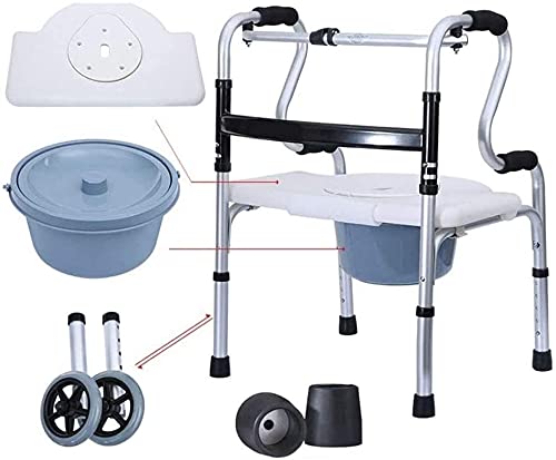 YHQKJ Silla de Ducha con Olla for Personas Mayores,Caminante Plegable de Ruedas con 2 Ruedas, Silla de Marco for Caminar con Asiento de Flip, Ayuda de Movilidad for Ancianos Adultos