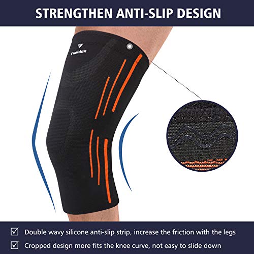 Yimidon Rodilleras elásticas de compresión, rodillera para rodilla, ligamentos rotos, banda ortopédica para menisco, unisex, fútbol, crossfit, baloncesto, voleibol (negro, L)