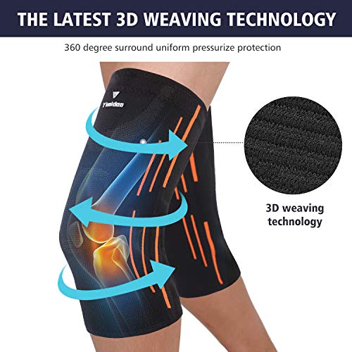 Yimidon Rodilleras elásticas de compresión, rodillera para rodilla, ligamentos rotos, banda ortopédica para menisco, unisex, fútbol, crossfit, baloncesto, voleibol (negro, L)