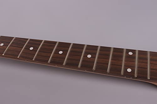 Yinfente Mástil de guitarra 22 trastes 25.8 pulgadas de caoba palisandro Diapasón Perno LP guitarra eléctrica Incrustación de pájaro sin terminar