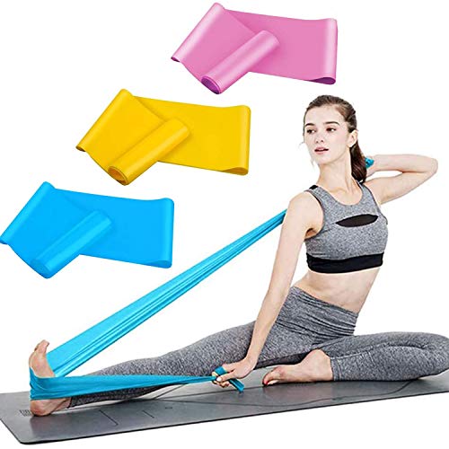 Yisscen Bandas Elasticas Fitness, 3 Piezas 1.5M/1.8M/2.0M Bandas Resistencia Ejercicio Set, Bandas Elásticas de Pilates para Ejercicios de Musculares, Glúteos, Piernas, Fémur y Yoga en Casa y Gym