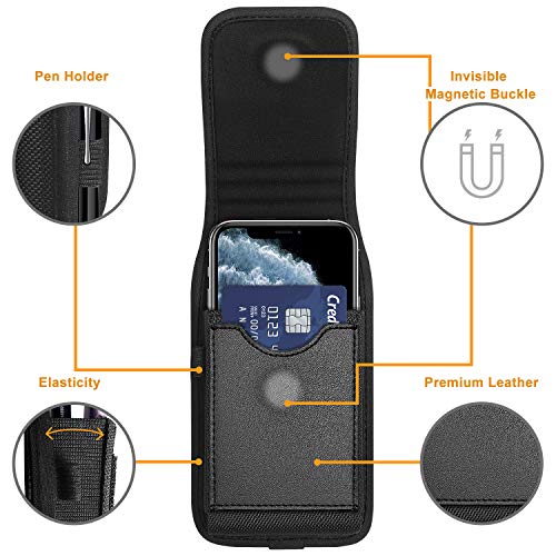 ykooe Universal Funda Cinturón para Xiaomi Redmi Note 9/9s/9 Pro, Vertical PU Bolsa con Ranura para Tarjeta (Negro)