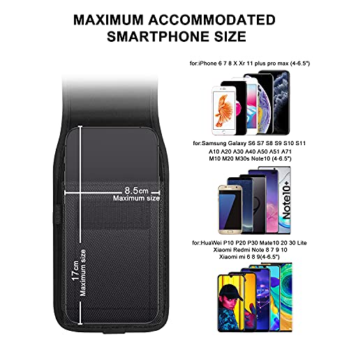 ykooe Universal Funda Cinturón para Xiaomi Redmi Note 9/9s/9 Pro, Vertical PU Bolsa con Ranura para Tarjeta (Negro)