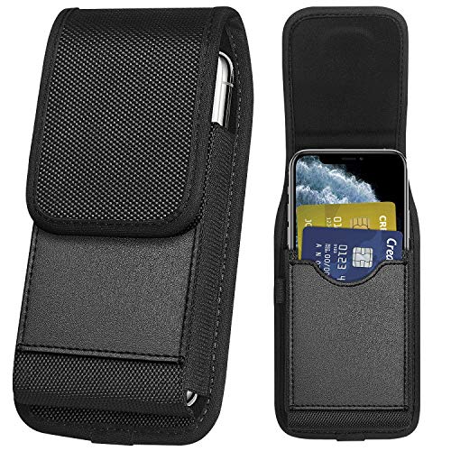 ykooe Universal Funda Cinturón para Xiaomi Redmi Note 9/9s/9 Pro, Vertical PU Bolsa con Ranura para Tarjeta (Negro)