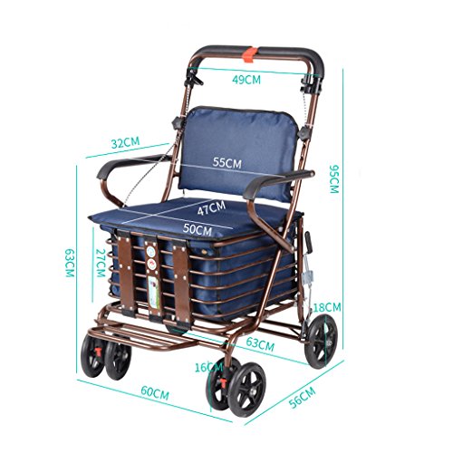 YLLXX Scooter Para Ancianos Scooter Para Mayores El Carrito Plegable Para Compras Puede Tomar Carrito De Cuatro Ruedas Carro De Empuje Paso A Paso (95 * 60 Cm)