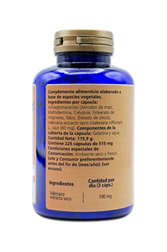 YNSADIET S.A. Sanon Valeriana 225 Cápsulas De 515 Mg, One size, Vanilla, 115.9 Gramo