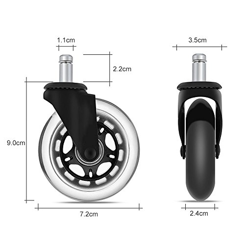 YOHOOLYO 5Pcs Ruedas para Sillas de Oficina 11x22mm Ruedas de Repuesto Caster Silencioso Rolling y Seguro para Cualquier Piso