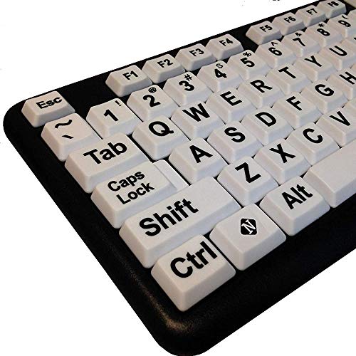 YOUZHA Teclado Teclado de computadora de impresión Grande con Teclas Blancas y Letras Negras para Personas con discapacidad Visual, Blanco