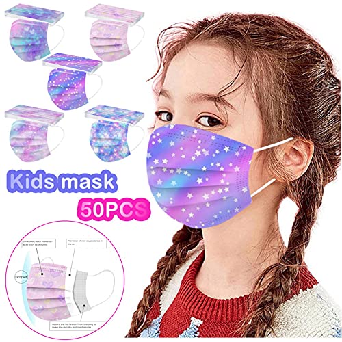 YpingLonk 50 Unisex Niños Niñas Infantil con Elástico para Los Oídos 3 Capa Transpirables Plegables con Pinza Nasal Patrón Neckerchief Chal Bandanas