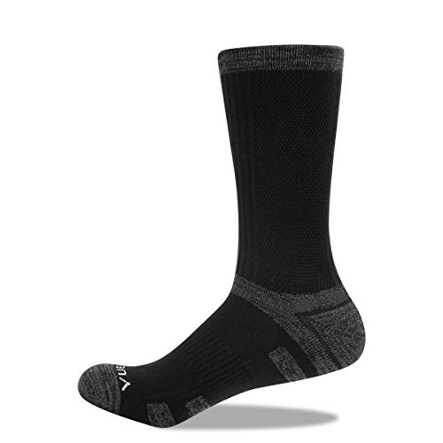 YUEDGE 5 Pares Algodón Deporte Termicos Calcetines para Hombre Calcetines de Montaña Senderismo Trekking Alto Rendimiento Gruesos Transpirable Trabajo Botas Calcetines Negros L