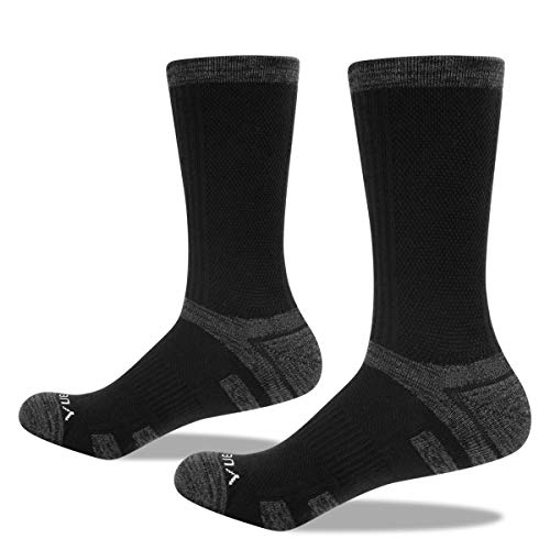 YUEDGE 5 Pares Algodón Deporte Termicos Calcetines para Hombre Calcetines de Montaña Senderismo Trekking Alto Rendimiento Gruesos Transpirable Trabajo Botas Calcetines Negros L