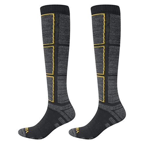 YUEDGE Calcetines de esquí para hombre, calcetines deportivos de invierno gruesos largos hasta la rodilla para esquiar snowboard 2 pares