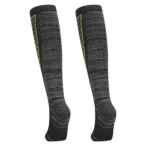 YUEDGE Calcetines de esquí para hombre, calcetines deportivos de invierno gruesos largos hasta la rodilla para esquiar snowboard 2 pares