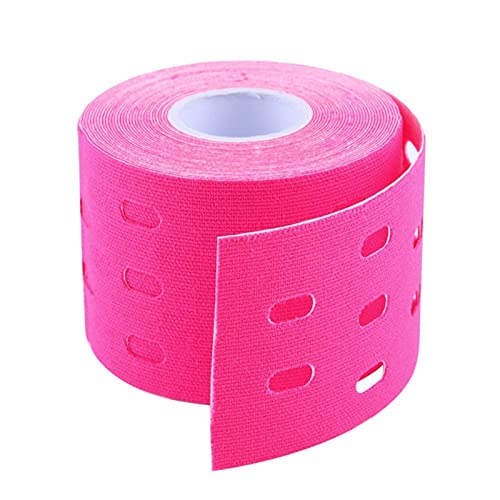 YUNSI 6pcs 5m x 5 cm Kinesiología Músculos de los Deportes Cuidado de los Deportes Elástico Physio Roll Punch Therapeutic Tape Adhesive Vendaje (Color : B Rose Red)