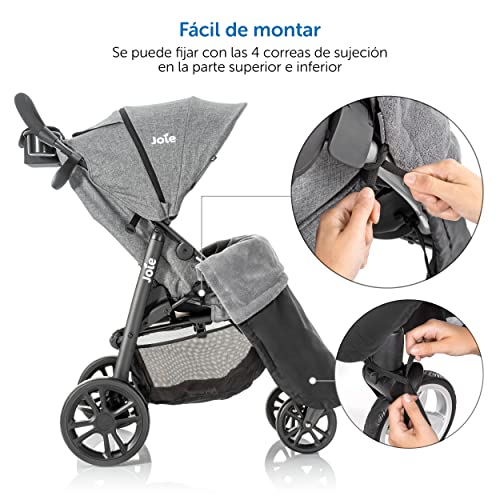 Zamboo - Manta Saco cubre pies Universal Silla de Paseo y Cochecito de bebé - Cubrepies Silla paseo - Exterior impermeable e Interior de forro polar - negro/gris