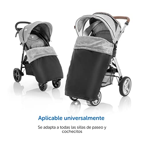 Zamboo - Manta Saco cubre pies Universal Silla de Paseo y Cochecito de bebé - Cubrepies Silla paseo - Exterior impermeable e Interior de forro polar - negro/gris