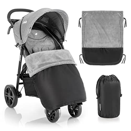 Zamboo - Manta Saco cubre pies Universal Silla de Paseo y Cochecito de bebé - Cubrepies Silla paseo - Exterior impermeable e Interior de forro polar - negro/gris