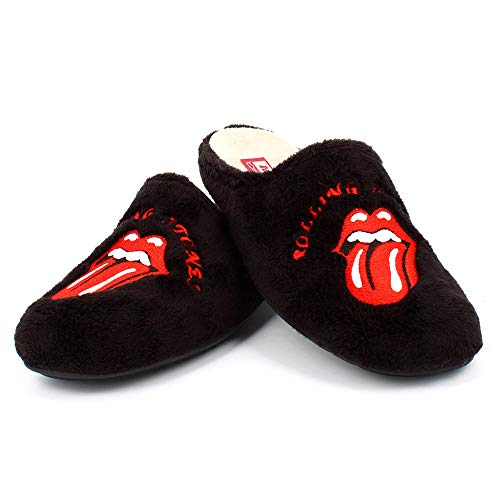 Zapatillas cómodas Andar por casa Lengua Rolling Stones Forro Pelo suapel (46 EU, Numeric_46)