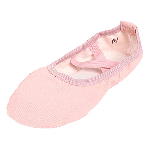 Zapatillas de Ballet Zapatos de Danza Canvas Suela Partida de Cuero para Niña y Mujer Calzado de Danza y Gimnasia Media Punta Rosa 30