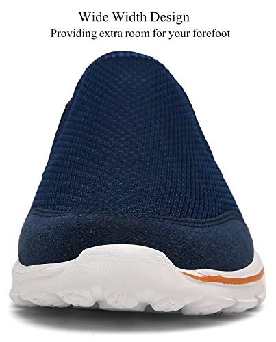 Zapatillas de Casa Mujer Hombre Zuecos de Algodón Comodas Transpirable Casual Pantuflas Exterior y Interior, Azul Naranja, 42 EU