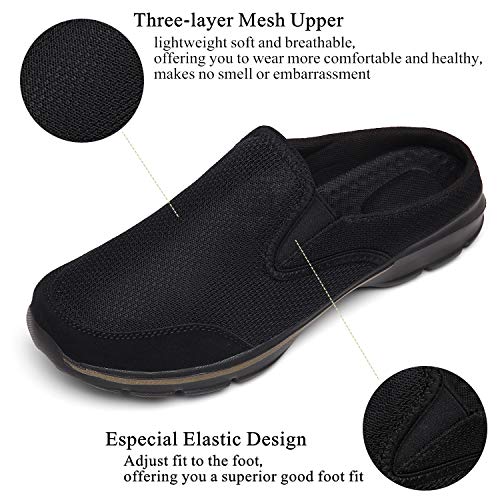 Zapatillas de Casa Mujer Hombre Zuecos de Algodón Comodas Transpirable Casual Pantuflas Exterior y Interior, Negro, 40 EU