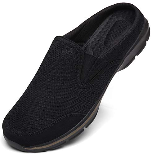 Zapatillas de Casa Mujer Hombre Zuecos de Algodón Comodas Transpirable Casual Pantuflas Exterior y Interior, Negro, 40 EU