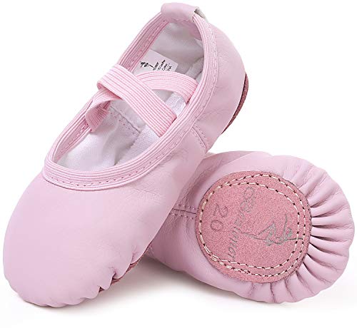 Zapatillas de Danza Cuero Zapatos Media Punta de Ballet y Gimnasia para Niña y Mujer Rosa 25