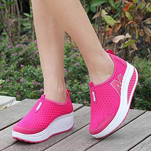 Zapatillas de Deportivos de Running para Mujer Malla Transpirable Pendiente con Suela Gruesa para Aumentar los Zapatos Casuales Running Fitness Sneakers Zapatos Mecedora riou