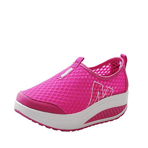 Zapatillas de Deportivos de Running para Mujer Malla Transpirable Pendiente con Suela Gruesa para Aumentar los Zapatos Casuales Running Fitness Sneakers Zapatos Mecedora riou