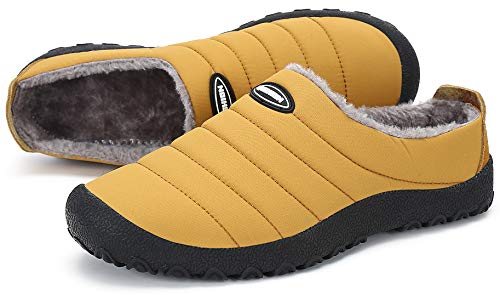 Zapatillas de Estar por Casa Mujer Hombre, Invierno Zapatos de Casa con Forro de Cálido - Cálidas y Cómodas - con Suela Antideslizante para Exterior e Interior,Amarillo 44